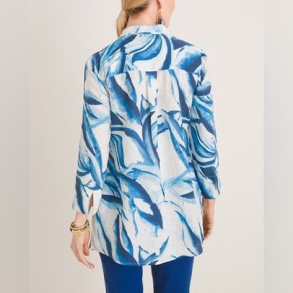 Chico’s Linen Leaf Print Pullover Tunic NEW - Picture 3 of 7